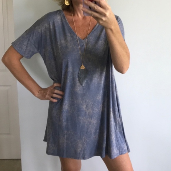 Indigo Wash Short Sleeve Dress - Picture 1 of 6